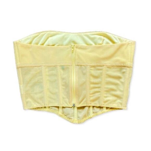 Edikted Women's Evangeline Strapless Mesh Buttercup Yellow Corset Top SZ L - Picture 4 of 10